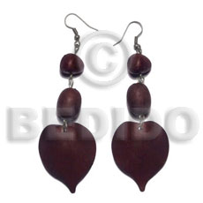 hand made Dangling natural white wood heart Wooden Earrings