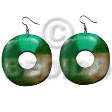 Dangling 35mm round wavy wood Wooden Earrings