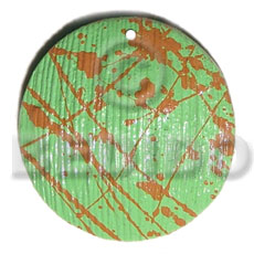 textured marbled light green round 50mm nat. wood pendant - Wooden Pendants