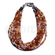Twisted 12 Rows Orange/brown Cut/glass