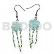 Dangling 15mm Grooved Aqua Blue