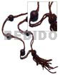 2 Rows Tassled Brown Glass