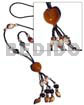 Tassled Black Glass Beads Kukui/shell