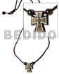 Cord Necklace Abalone "paua" Cross