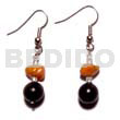 Dangling Black Buri Beads/red Corals