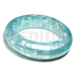 Chunky Bangle Aqua Blue Hammershell