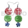 Dangling Double Round 25mm Red/green