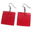 Dangling 30mm Square Red Capiz
