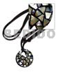 Black Leather Thong Round Pendant