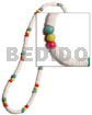 White Clam Heishe Red/yellogreen Wood