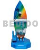 18.5inx3/14inx3.4in Handpainted Wood Removable Surfboard