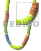 7-8mm Coco Heishe Blue/neon Green/orange/green
