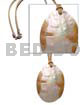 Leather Thong Oval MOP Embossed
