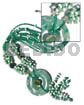 6 Rows Green Glass Beads