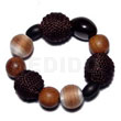 Elastic Bracelet Wrapped Wood Beads.